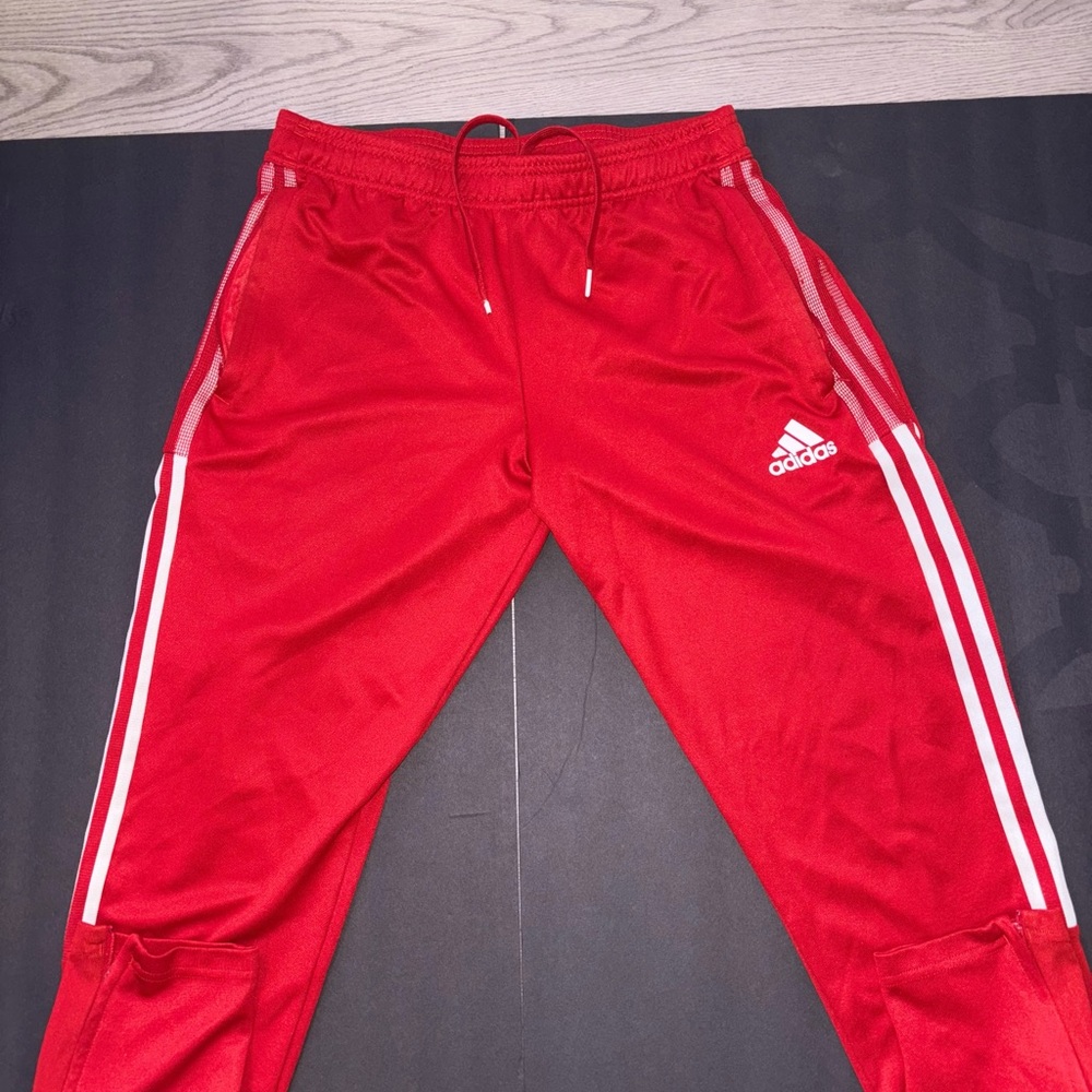 Adidas Red Sweatpants with Signature Stripes